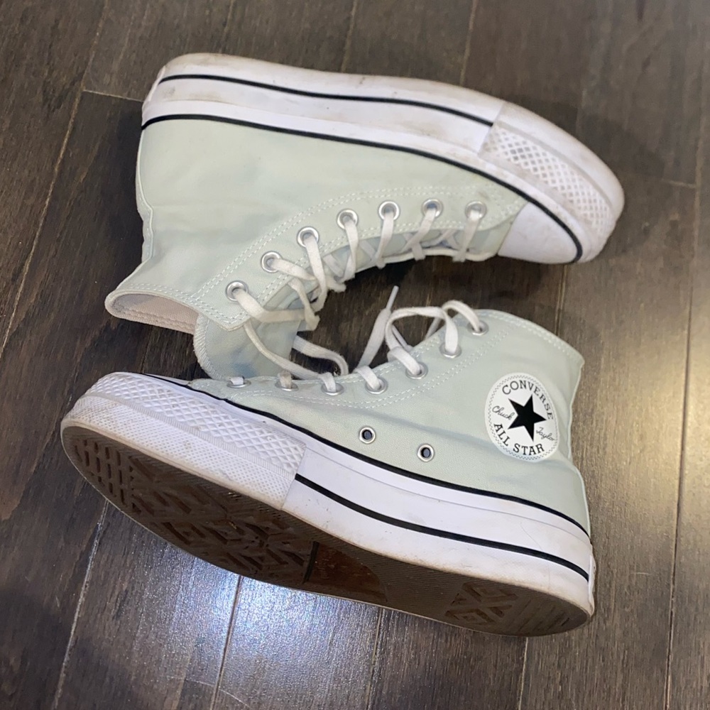 Pale Light Green Platform High Top Converse 7W